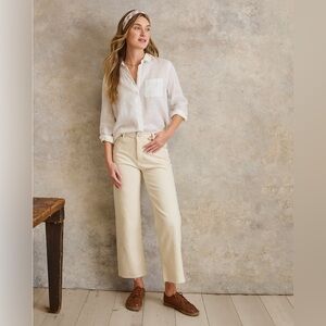 Oliver Logan Aberdeen Ecru Wide Leg Crop Jeans 27